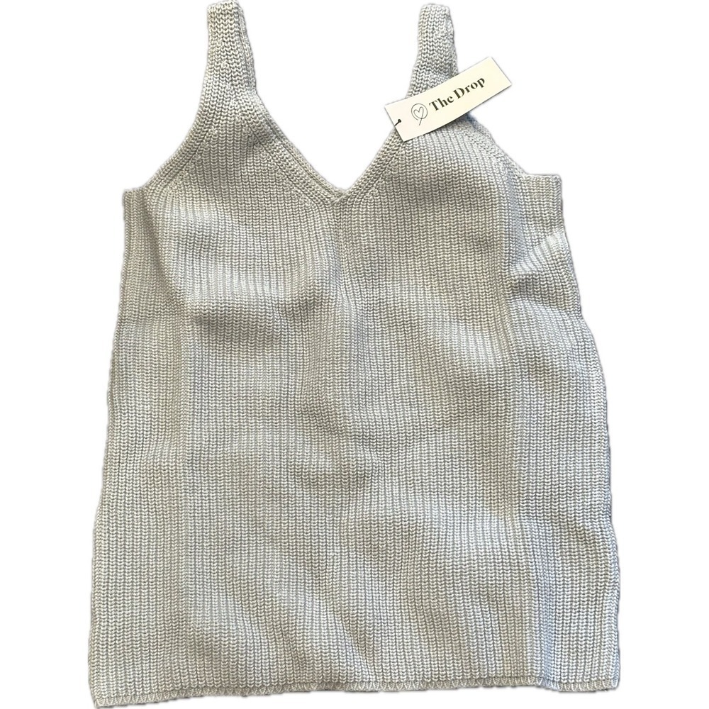 The Drop‎ Women's Claire Double V-Neck Textured Rib Sweater Tank XXS Fog Blue - Picture 3 of 4